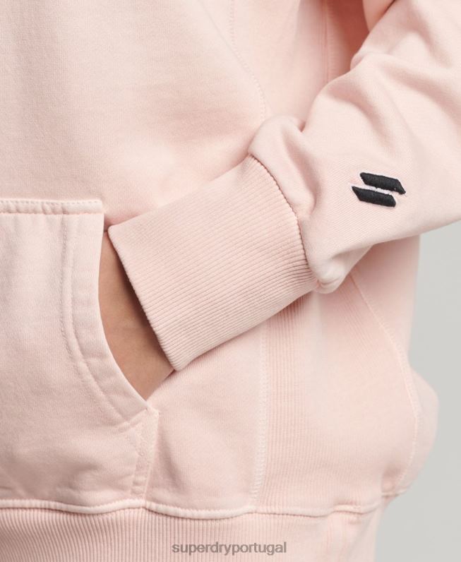 moletom oversized com logo code tingimento de vestuário mulheres rosa roupas Superdry 2208H5775