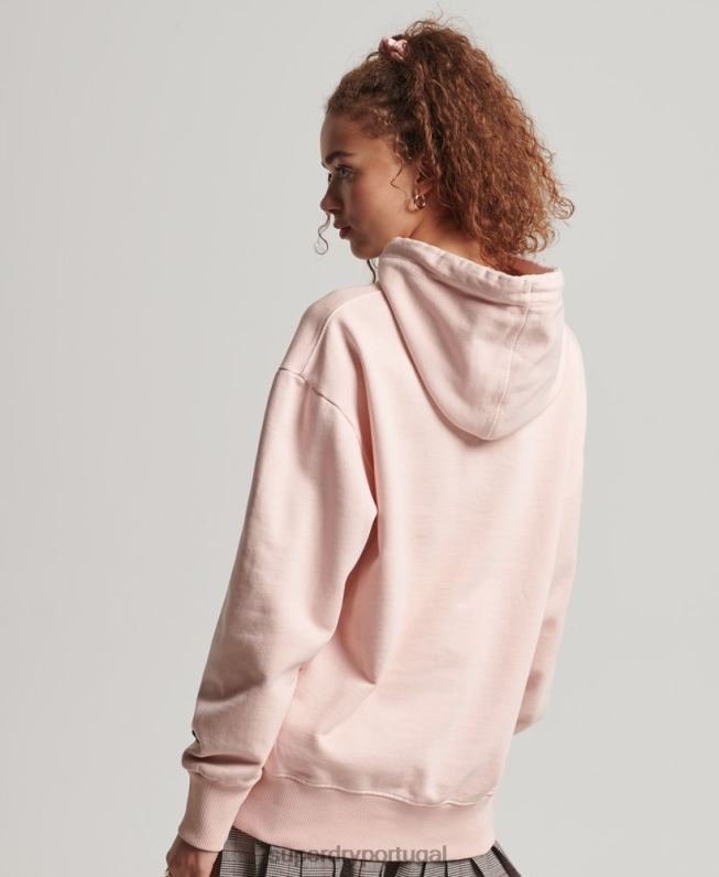 moletom oversized com logo code tingimento de vestuário mulheres rosa roupas Superdry 2208H5775