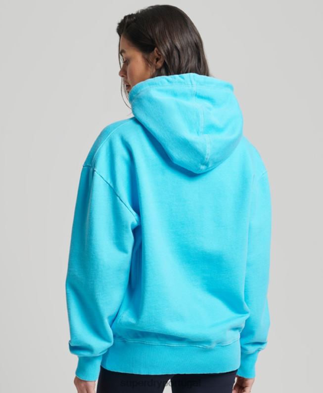 moletom oversized com logo code tingimento de vestuário mulheres turquesa roupas Superdry 2208H5941