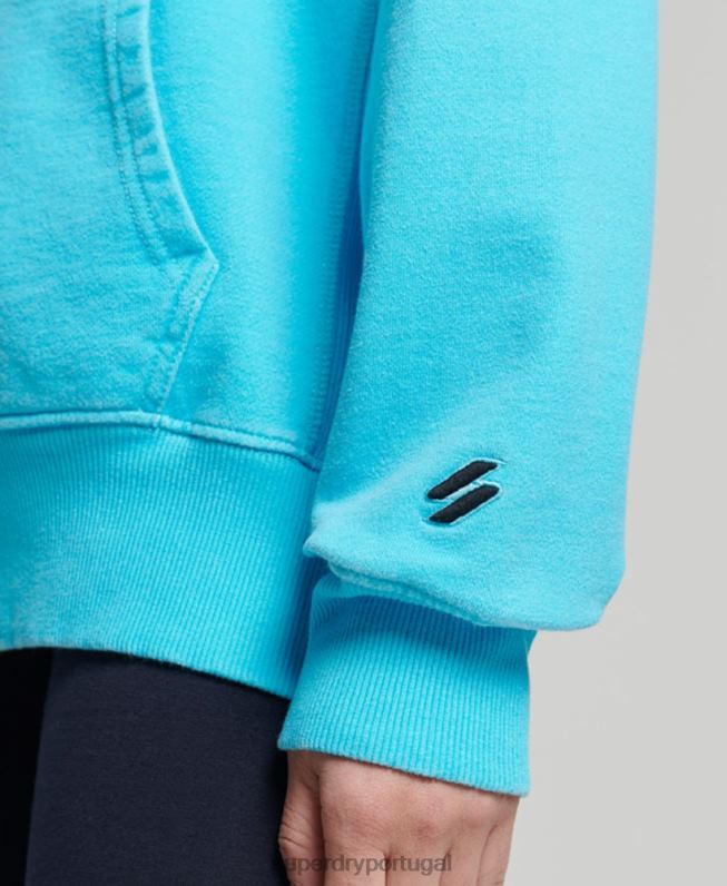 moletom oversized com logo code tingimento de vestuário mulheres turquesa roupas Superdry 2208H5941
