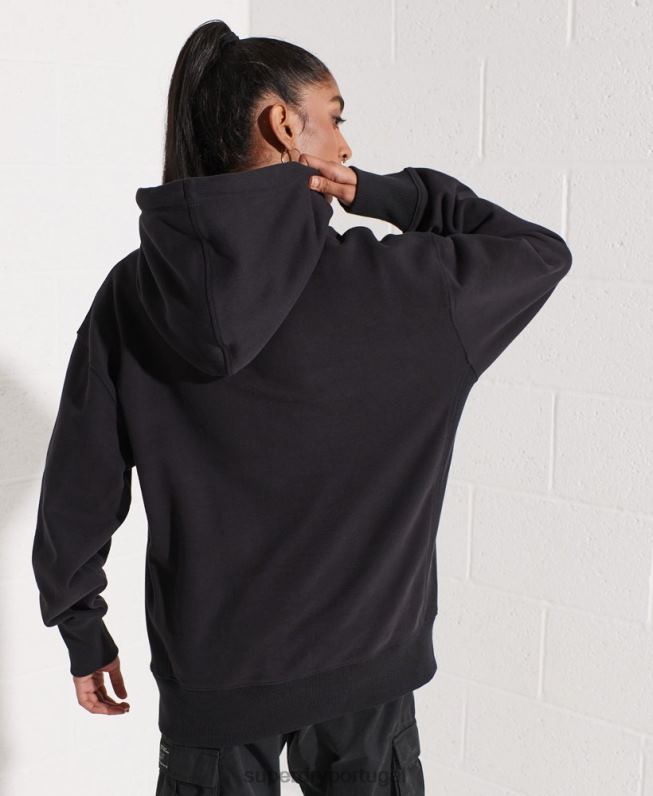 moletom oversized com micro logo mulheres preto roupas Superdry 2208H5843
