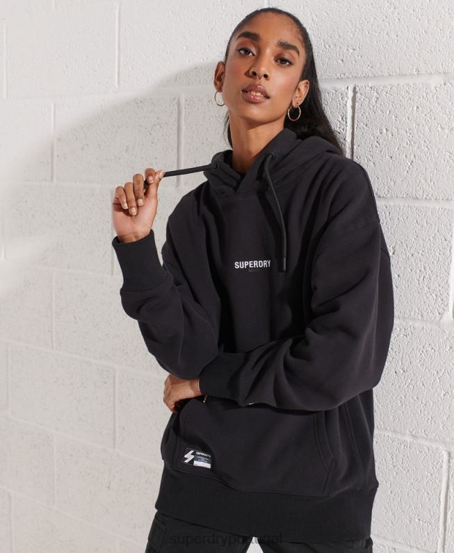 moletom oversized com micro logo mulheres preto roupas Superdry 2208H5843