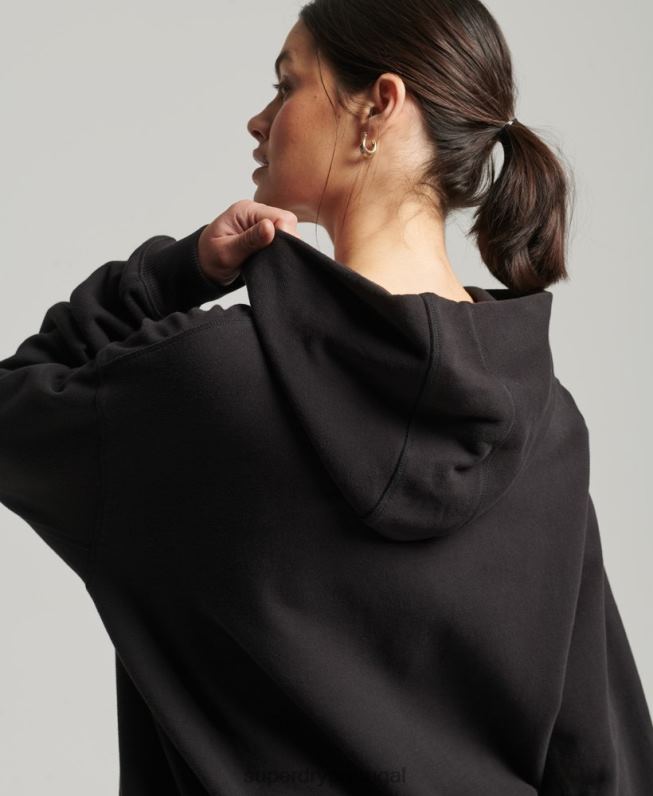 moletom oversized core mulheres preto roupas Superdry 2208H5988