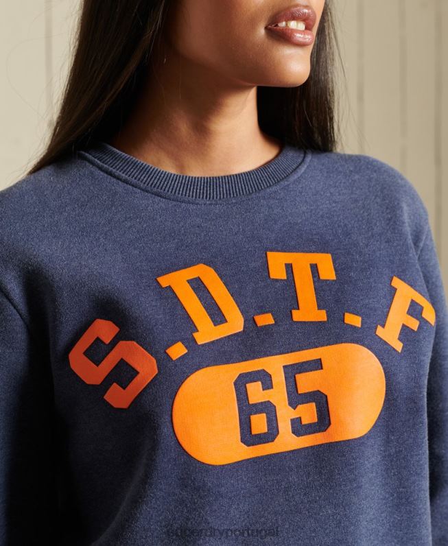 moletom oversized da equipe de atletismo mulheres azul roupas Superdry 2208H6054