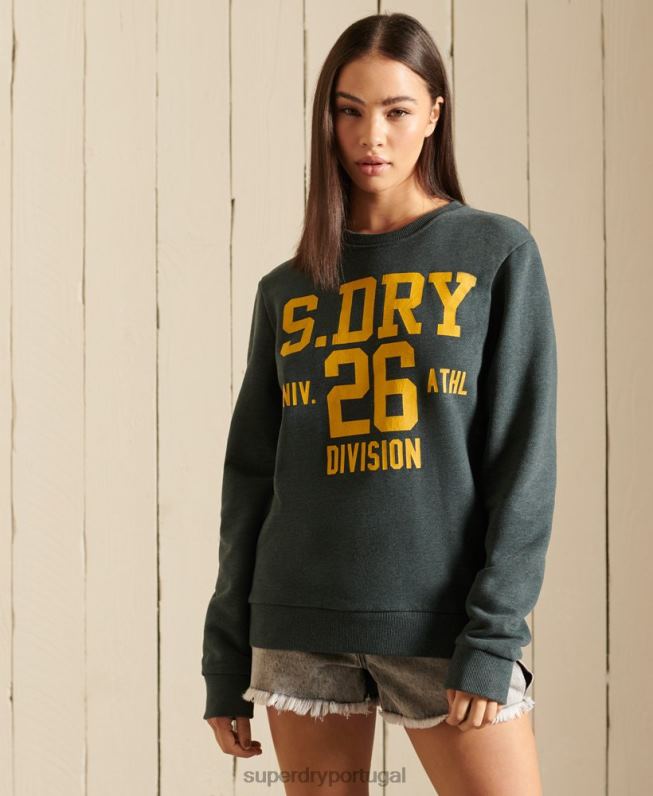 moletom oversized da equipe de atletismo mulheres verde roupas Superdry 2208H6170