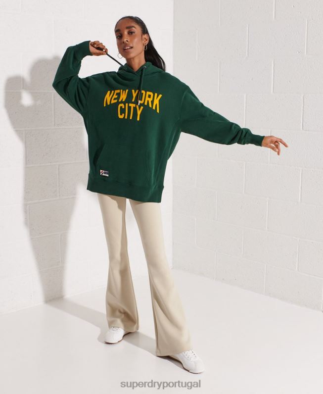 moletom oversized da faculdade da cidade mulheres verde roupas Superdry 2208H5993