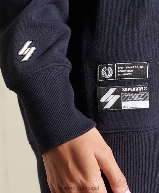 moletom oversized da tripulação do arco da faculdade mulheres marinha roupas Superdry 2208H5960
