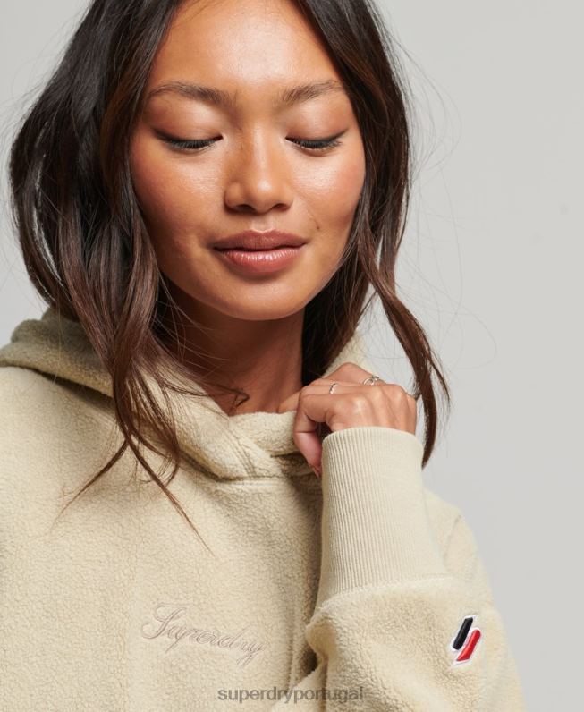 moletom oversized de lã gráfica mulheres bege roupas Superdry 2208H5872