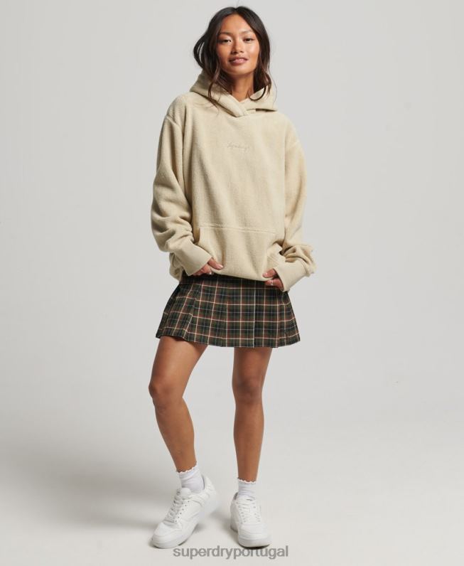 moletom oversized de lã gráfica mulheres bege roupas Superdry 2208H5872