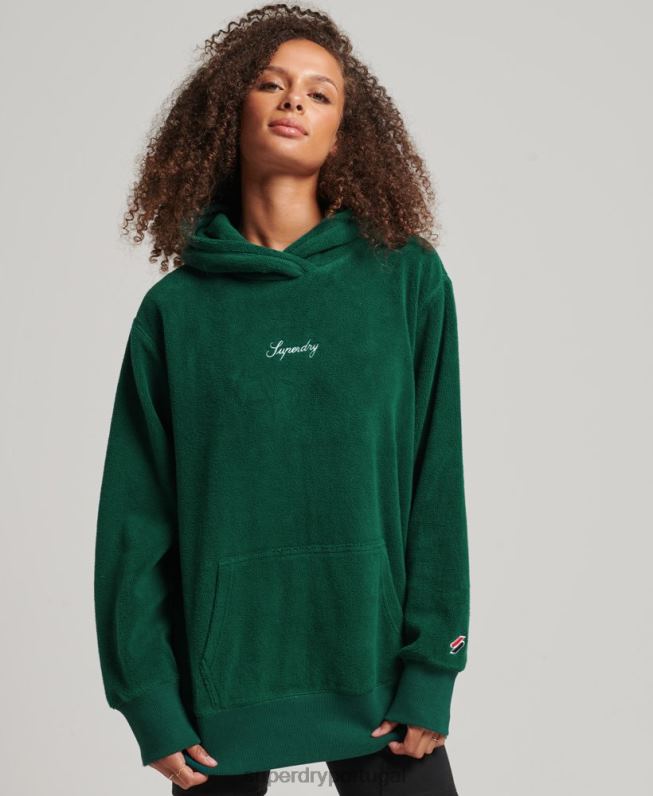 moletom oversized de lã gráfica mulheres verde roupas Superdry 2208H5919