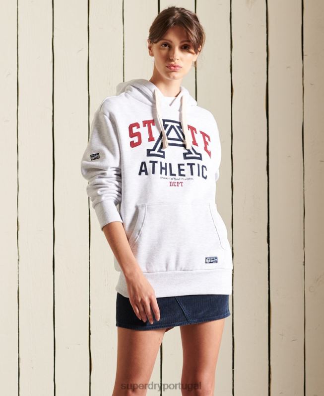 moletom oversized do estado colegial mulheres cinza claro roupas Superdry 2208H5846