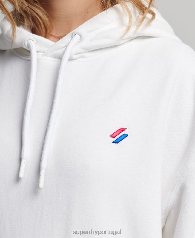 moletom oversized essencial de algodão orgânico mulheres branco roupas Superdry 2208H5768