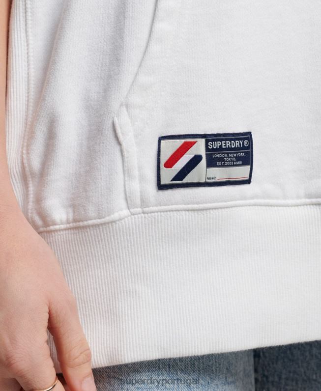 moletom oversized essencial de algodão orgânico mulheres branco roupas Superdry 2208H5768