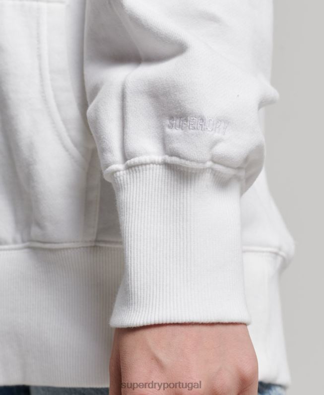 moletom oversized essencial de algodão orgânico mulheres branco roupas Superdry 2208H5768