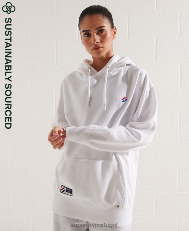 moletom oversized essencial de algodão orgânico mulheres branco roupas Superdry 2208H5768