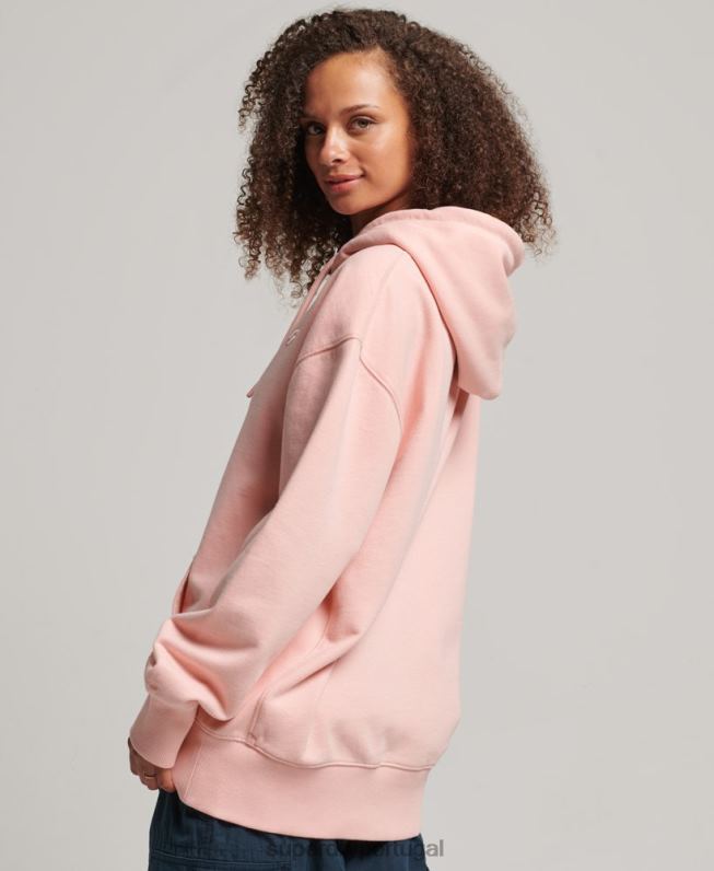 moletom oversized essencial de algodão orgânico mulheres rosa roupas Superdry 2208H3380