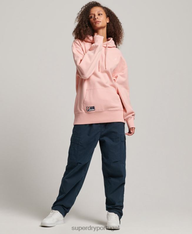 moletom oversized essencial de algodão orgânico mulheres rosa roupas Superdry 2208H3380