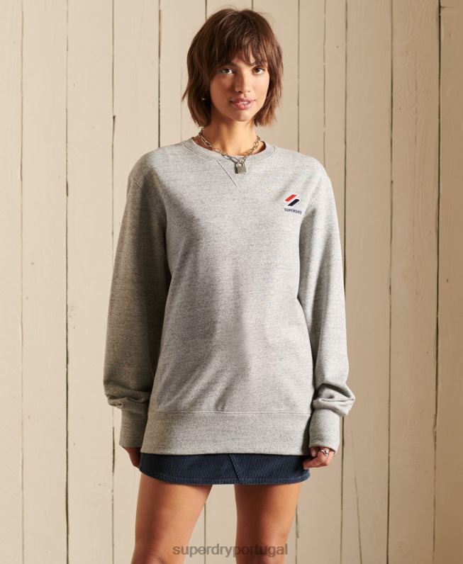 moletom oversized essencial mulheres cinza claro roupas Superdry 2208H6046