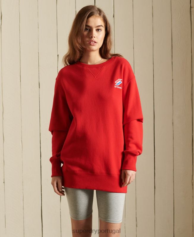 moletom oversized essencial mulheres vermelho roupas Superdry 2208H5961