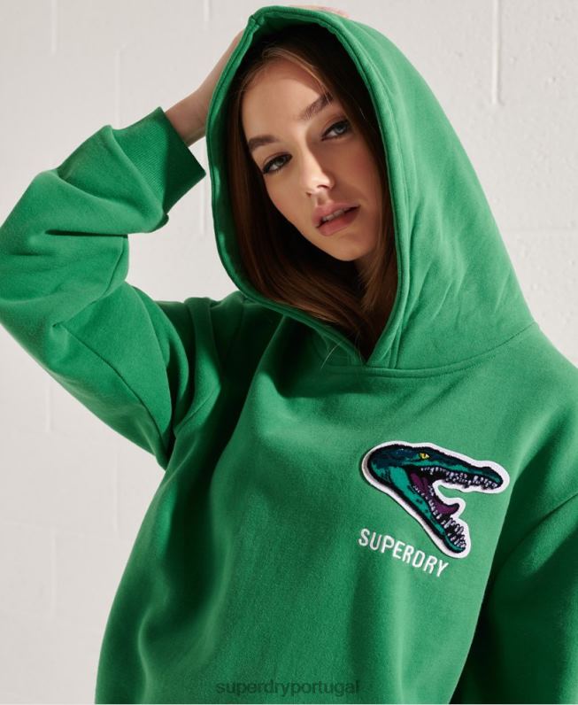 moletom oversized franquia moderna mulheres verde roupas Superdry 2208H6052