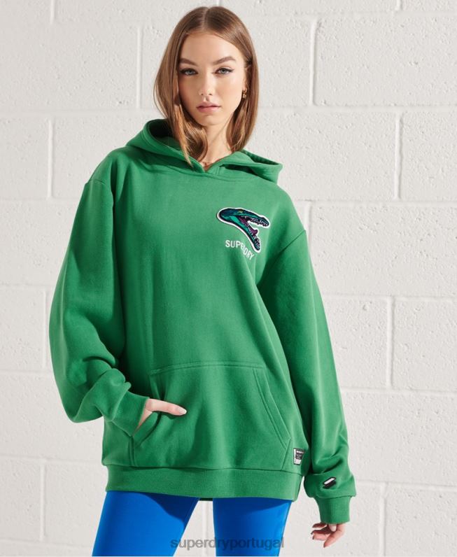 moletom oversized franquia moderna mulheres verde roupas Superdry 2208H6052