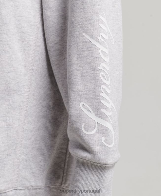 moletom oversized gráfico de script mulheres cinza roupas Superdry 2208H5801