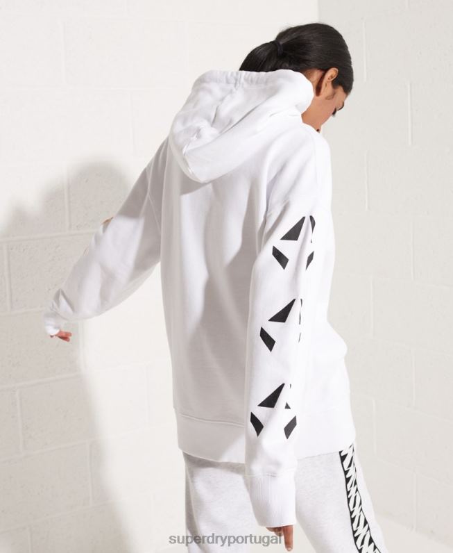 moletom oversized riscado mulheres branco roupas Superdry 2208H5975