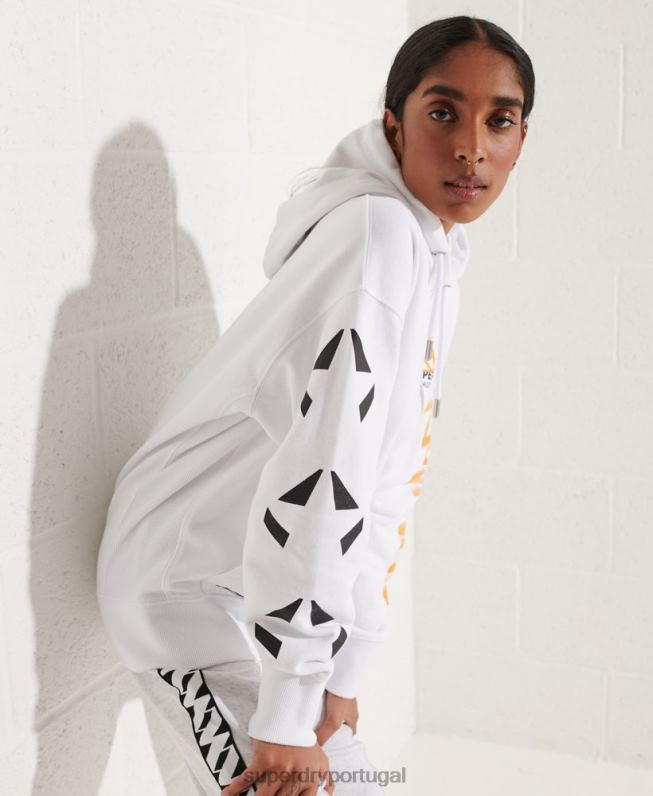 moletom oversized riscado mulheres branco roupas Superdry 2208H5975