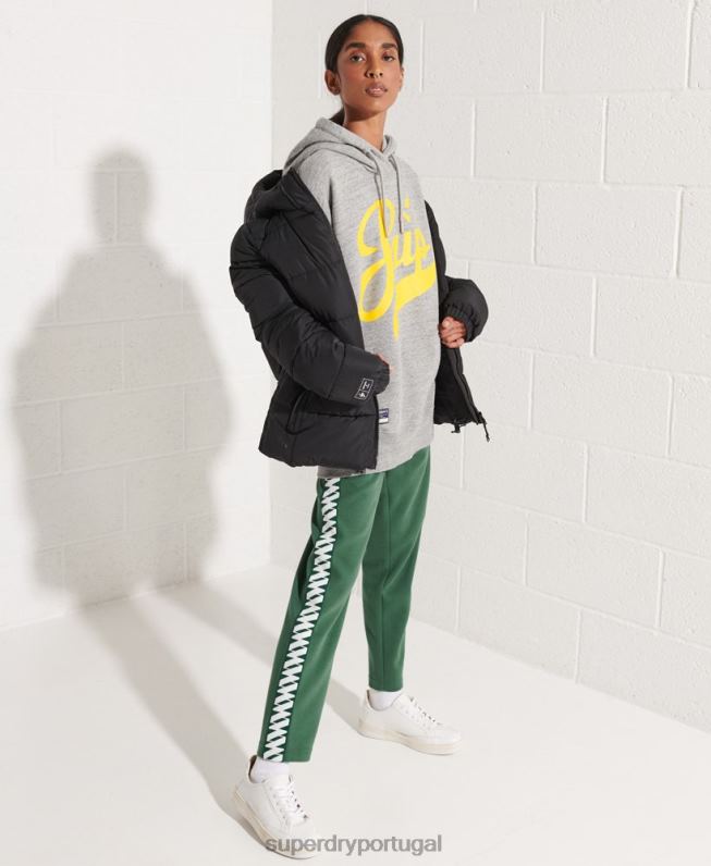 moletom oversized riscado mulheres cinza claro roupas Superdry 2208H5976