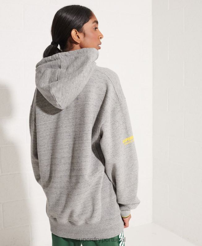 moletom oversized riscado mulheres cinza claro roupas Superdry 2208H5976