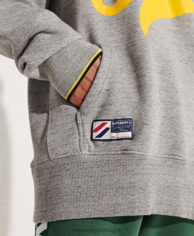 moletom oversized riscado mulheres cinza claro roupas Superdry 2208H5976