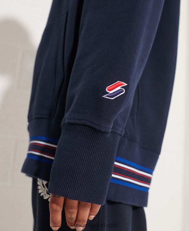 moletom oversized riscado mulheres marinha roupas Superdry 2208H5964