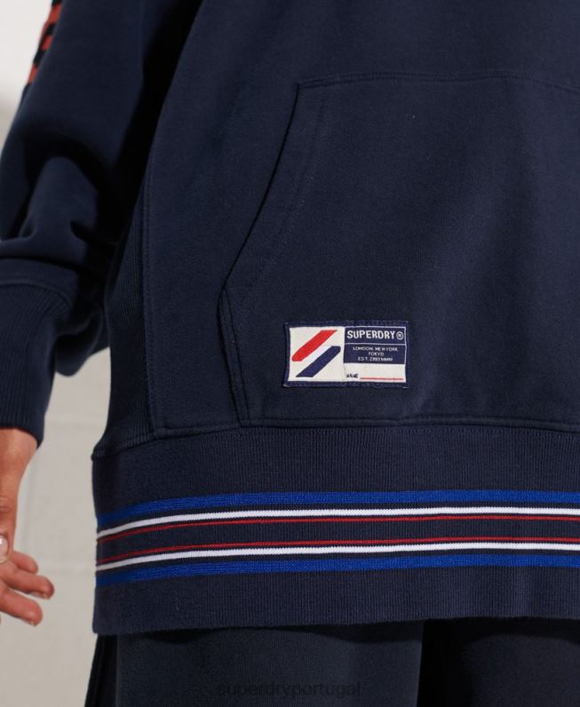 moletom oversized riscado mulheres marinha roupas Superdry 2208H5964