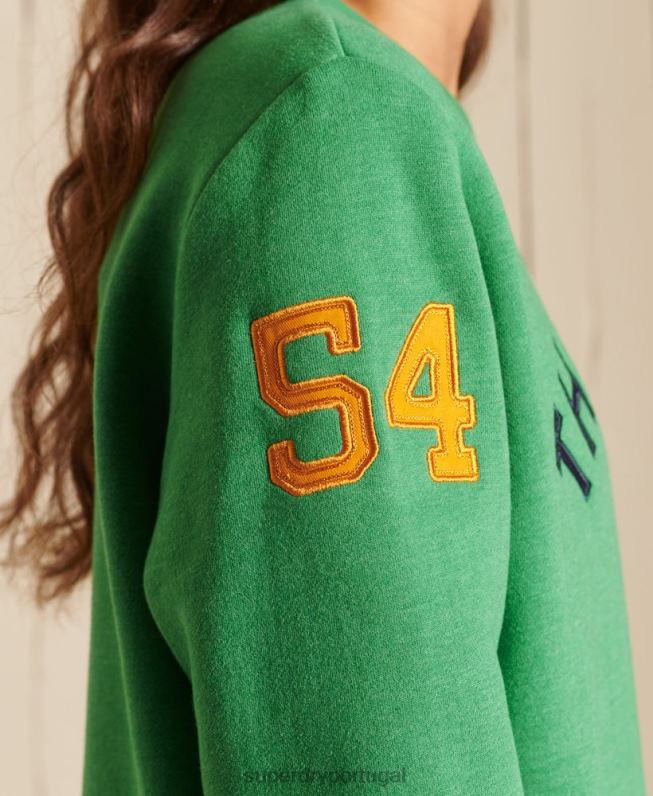moletom oversized vintage source crew com logo mulheres verde roupas Superdry 2208H6142