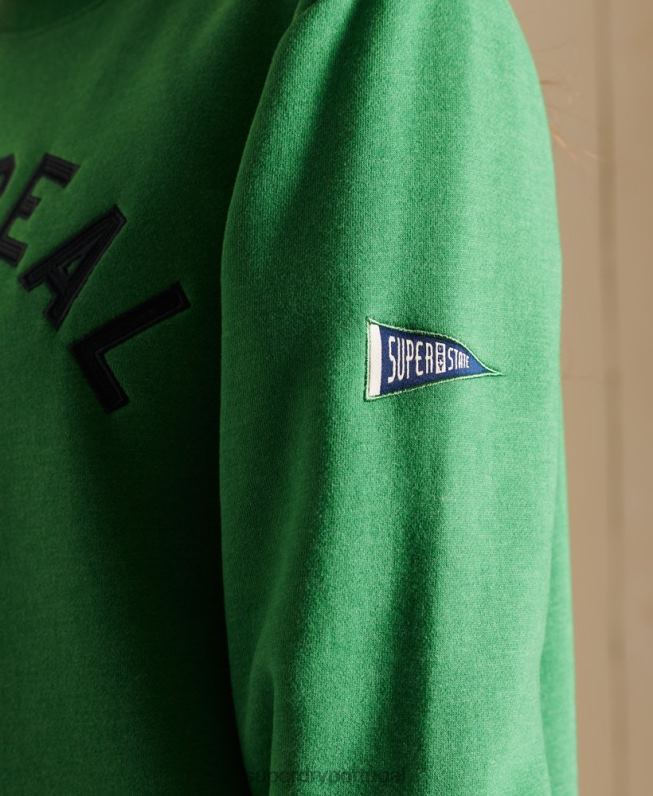 moletom oversized vintage source crew com logo mulheres verde roupas Superdry 2208H6142