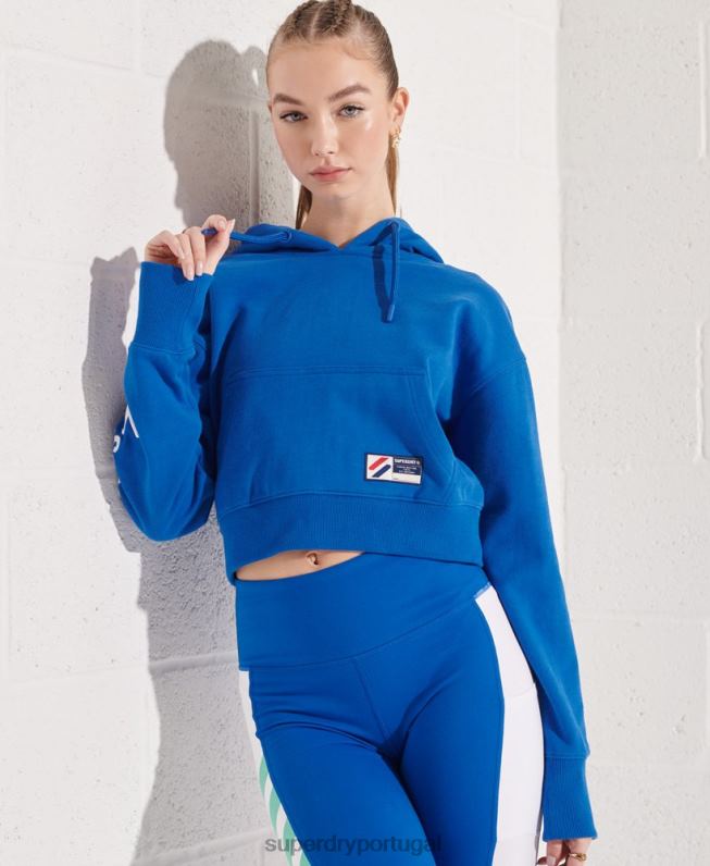 moletom quadrado com gráfico de código mulheres azul roupas Superdry 2208H3490