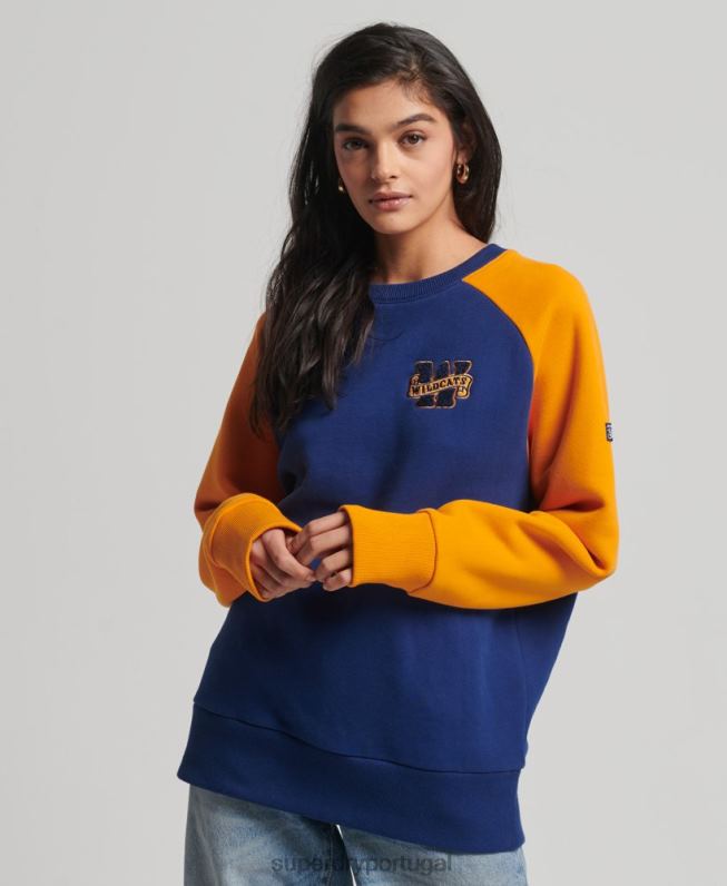 moletom raglan colegial vintage mulheres marinha roupas Superdry 2208H5760