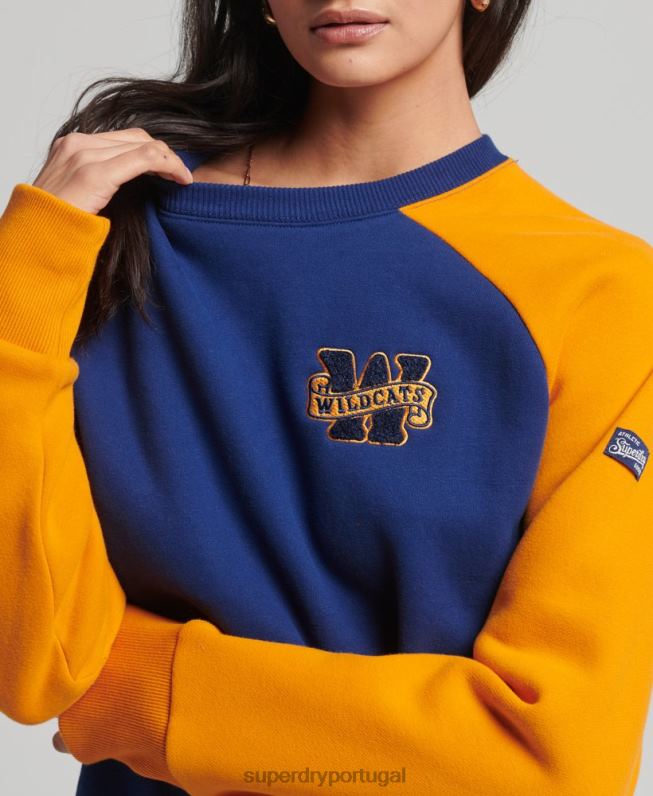 moletom raglan colegial vintage mulheres marinha roupas Superdry 2208H5760