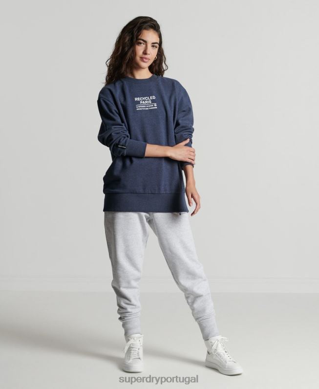 moletom reciclado da equipe da cidade mulheres azul roupas Superdry 2208H5833