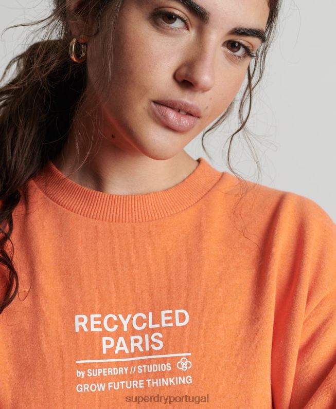 moletom reciclado da equipe da cidade mulheres laranja roupas Superdry 2208H5971