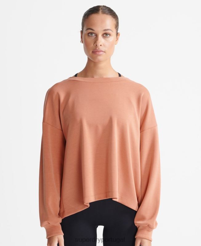 moletom relaxado e flexível mulheres marrom roupas Superdry 2208H5918