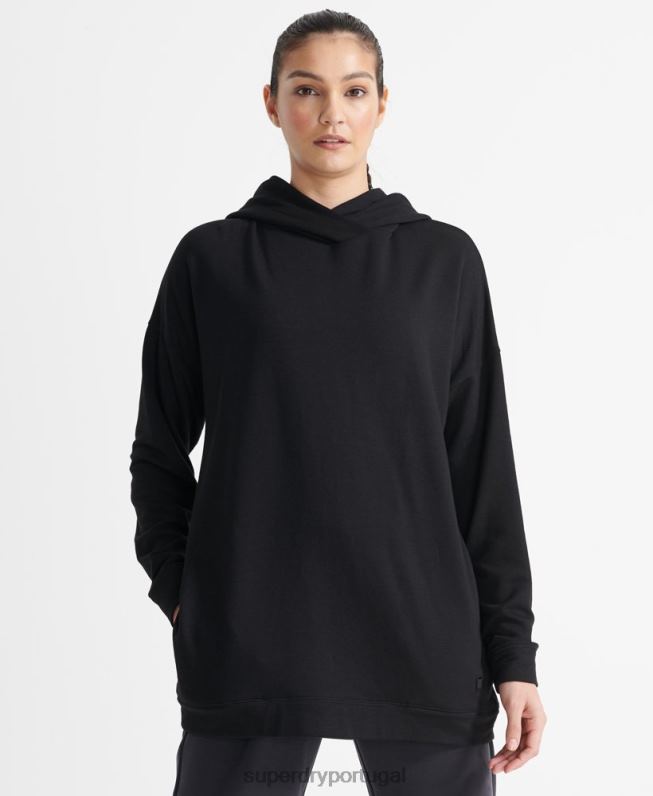 moletom relaxado flexível mulheres preto roupas Superdry 2208H6080