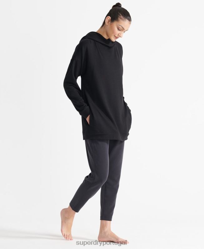 moletom relaxado flexível mulheres preto roupas Superdry 2208H6080