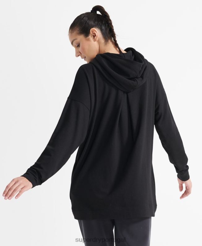 moletom relaxado flexível mulheres preto roupas Superdry 2208H6080