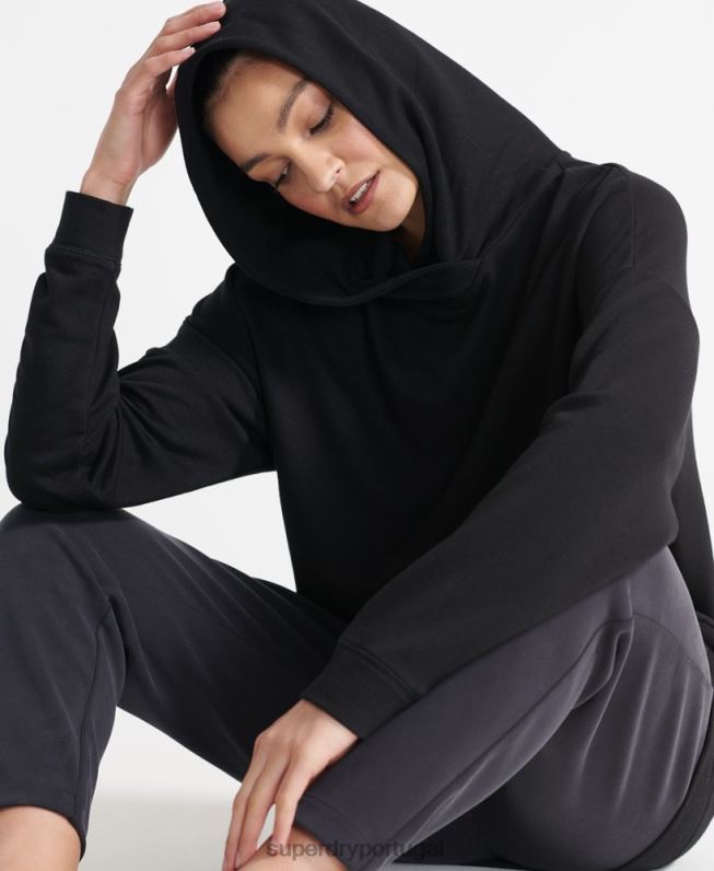 moletom relaxado flexível mulheres preto roupas Superdry 2208H6080