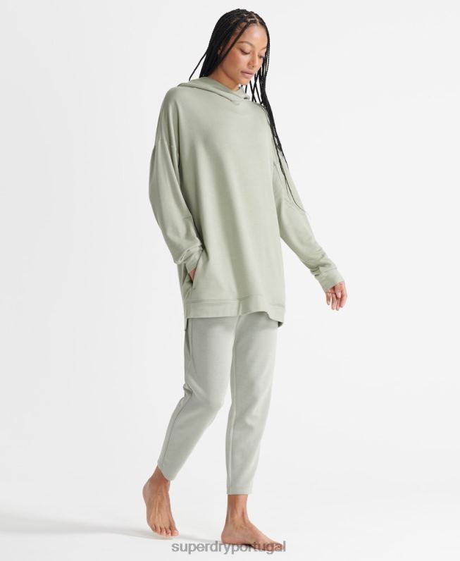 moletom relaxado flexível mulheres verde roupas Superdry 2208H6004