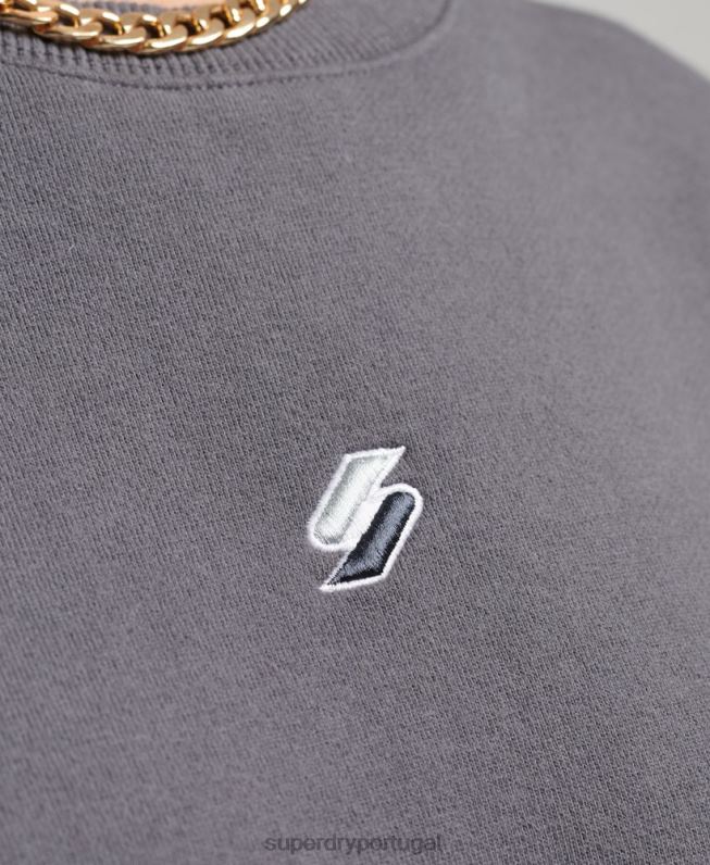 moletom solto da tripulação code linear mulheres cinza escuro roupas Superdry 2208H5899