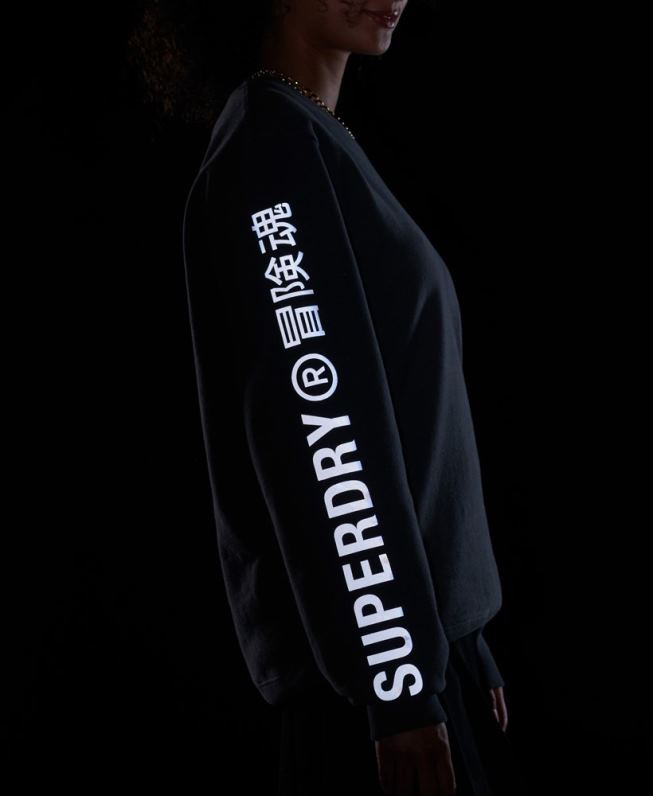 moletom solto da tripulação code linear mulheres cinza escuro roupas Superdry 2208H5899