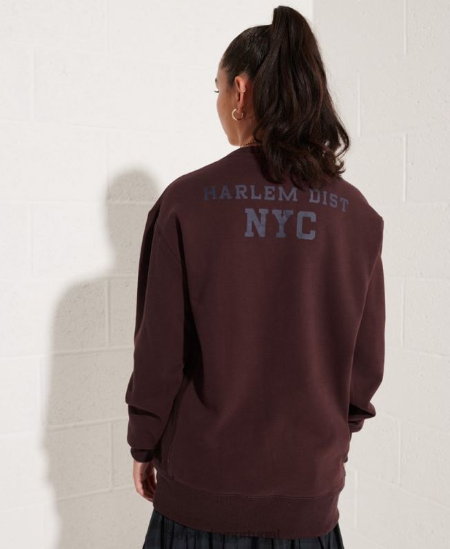 moletom solto da tripulação do time do colégio mulheres vermelho roupas Superdry 2208H5935