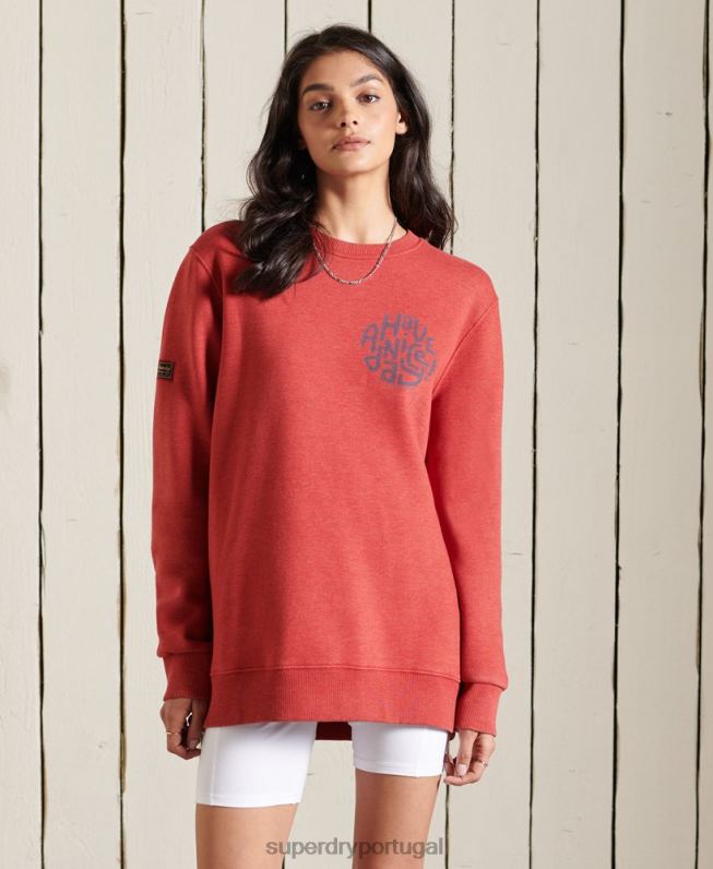 moletom superdimensionado da equipe da montanha mulheres vermelho roupas Superdry 2208H6049